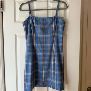 Aritzia Sunday Best Blue Plaid Mini Tube Dress Size 8